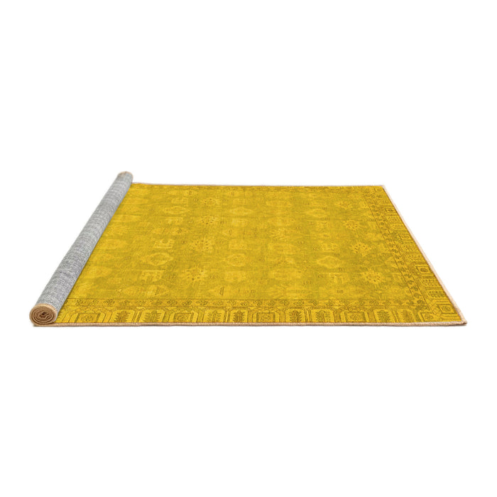 Sideview of Machine Washable Abstract Yellow Modern Rug, wshabs3816yw