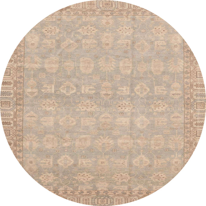 Round Abstract Light Copper Gold Modern Rug, abs3816