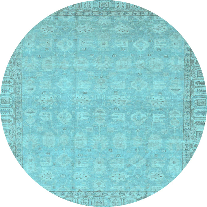Round Abstract Light Blue Modern Rug, abs3816lblu