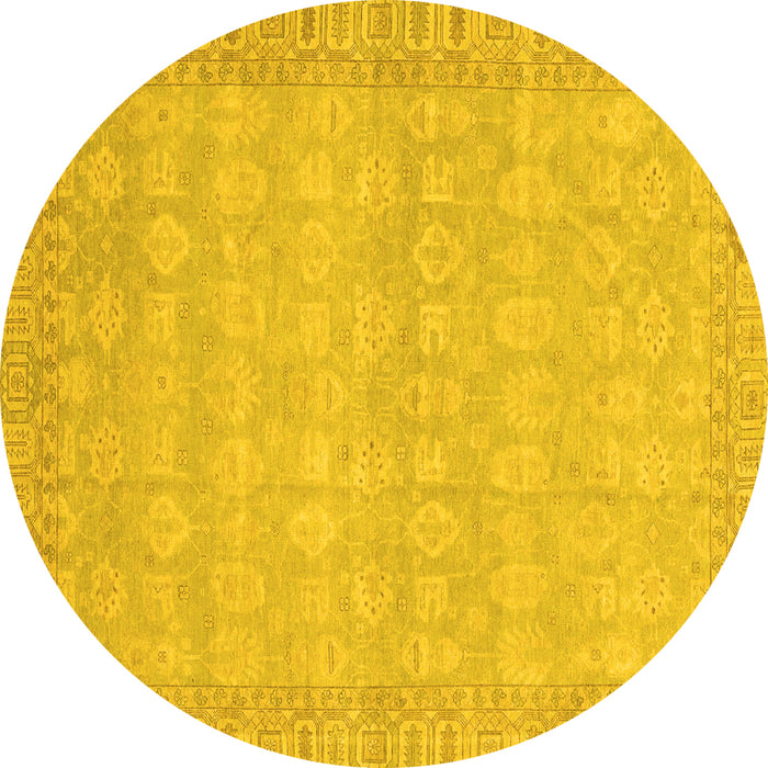 Round Machine Washable Abstract Yellow Modern Rug, wshabs3816yw
