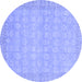 Round Machine Washable Abstract Blue Modern Rug, wshabs3816blu