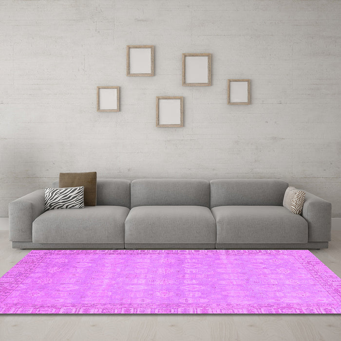 Machine Washable Abstract Purple Modern Area Rugs in a Living Room, wshabs3816pur