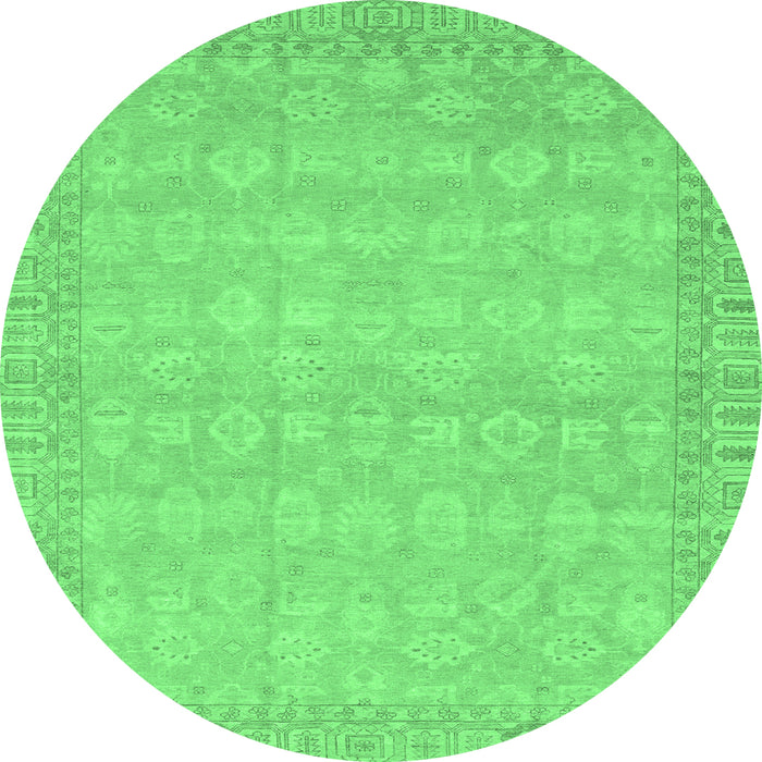 Round Machine Washable Abstract Emerald Green Modern Area Rugs, wshabs3816emgrn