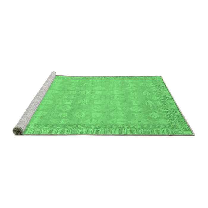 Sideview of Machine Washable Abstract Emerald Green Modern Area Rugs, wshabs3816emgrn
