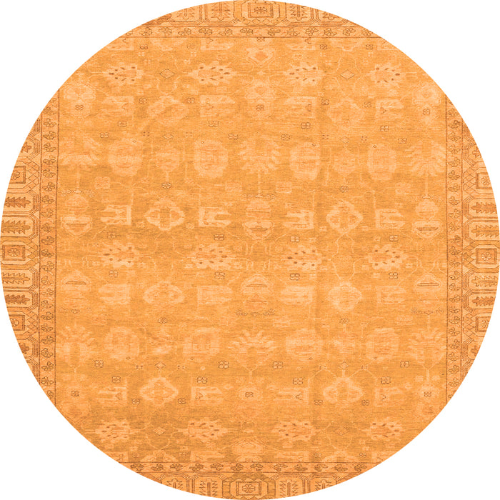 Round Machine Washable Abstract Orange Modern Area Rugs, wshabs3816org