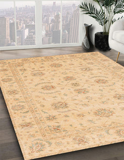 Machine Washable Abstract Yellow Rug in a Family Room, wshabs3817