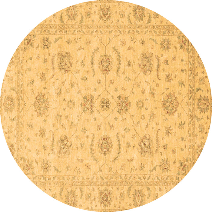 Round Machine Washable Oriental Brown Traditional Rug, wshabs3817brn