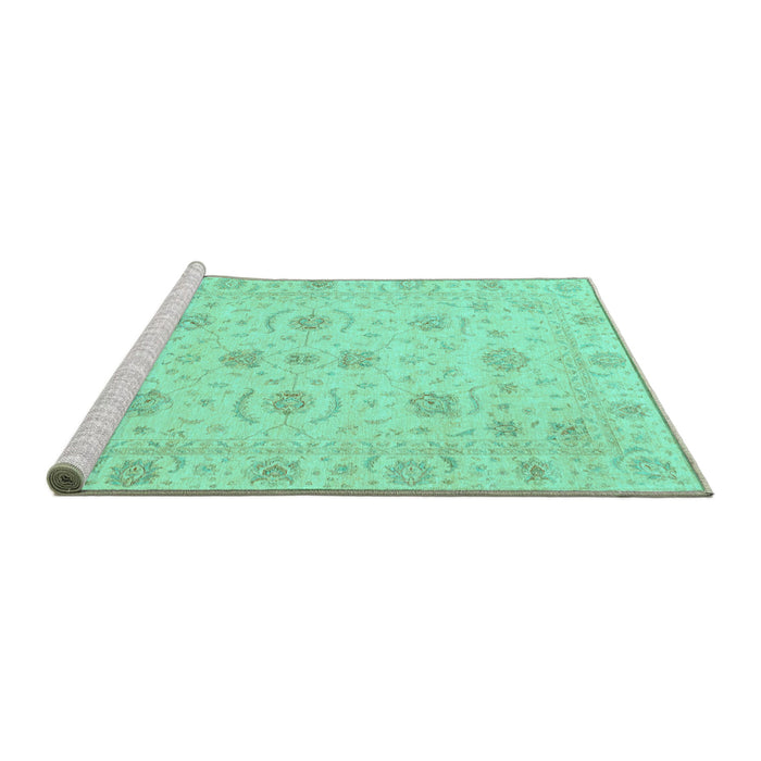 Sideview of Machine Washable Oriental Turquoise Traditional Area Rugs, wshabs3817turq