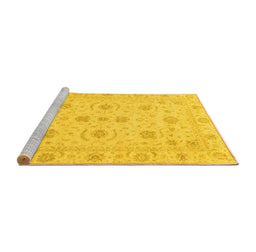 Sideview of Machine Washable Oriental Yellow Traditional Rug, wshabs3817yw