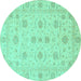 Round Oriental Turquoise Traditional Rug, abs3817turq