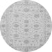 Round Machine Washable Oriental Gray Traditional Rug, wshabs3817gry