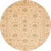 Round Machine Washable Abstract Yellow Rug, wshabs3817