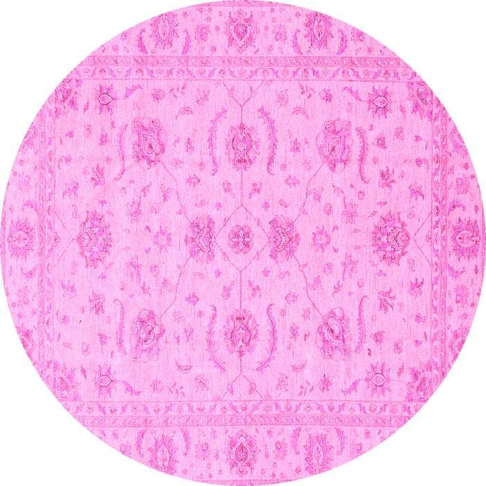 Round Oriental Pink Traditional Rug, abs3817pnk