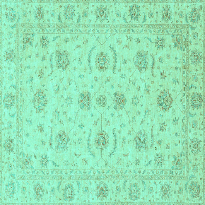 Square Machine Washable Oriental Turquoise Traditional Area Rugs, wshabs3817turq