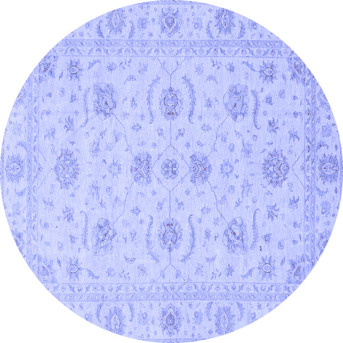 Round Machine Washable Oriental Blue Traditional Rug, wshabs3817blu
