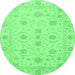 Round Oriental Emerald Green Traditional Rug, abs3817emgrn