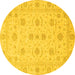 Round Oriental Yellow Traditional Rug, abs3817yw