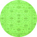 Round Oriental Green Traditional Rug, abs3817grn