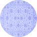 Round Oriental Blue Traditional Rug, abs3817blu