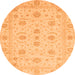 Round Machine Washable Oriental Orange Traditional Area Rugs, wshabs3817org