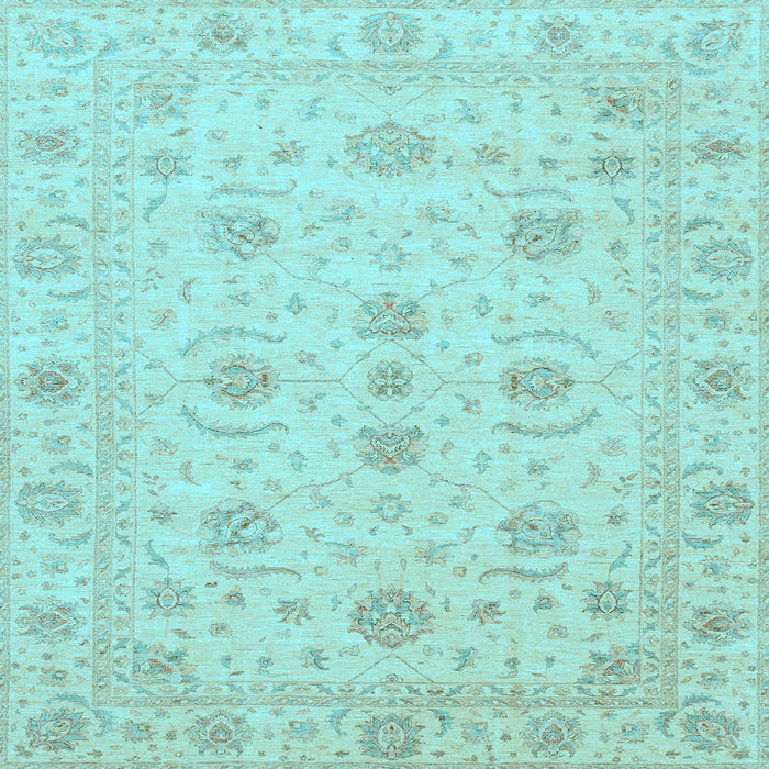 Square Machine Washable Oriental Light Blue Traditional Rug, wshabs3817lblu