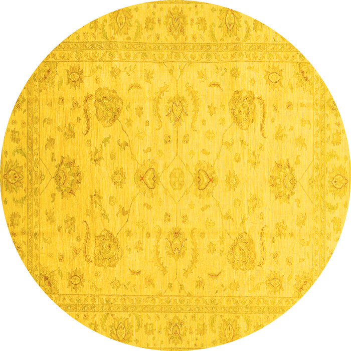 Round Oriental Yellow Traditional Rug, abs3818yw