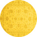 Round Oriental Yellow Traditional Rug, abs3818yw