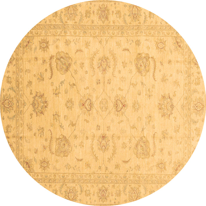 Round Machine Washable Oriental Brown Traditional Rug, wshabs3818brn
