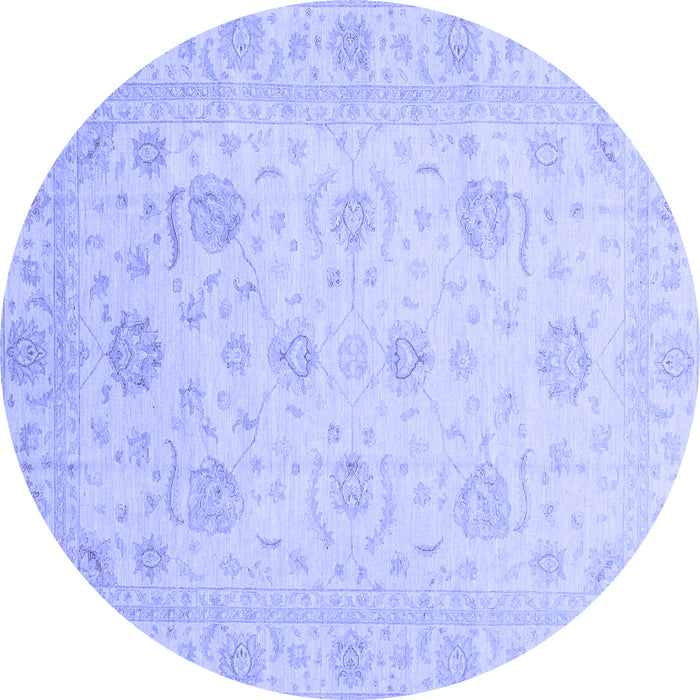 Round Oriental Blue Traditional Rug, abs3818blu