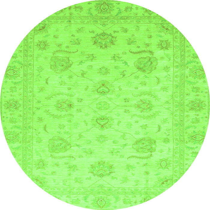Round Oriental Green Traditional Rug, abs3818grn
