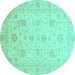 Round Oriental Turquoise Traditional Rug, abs3818turq