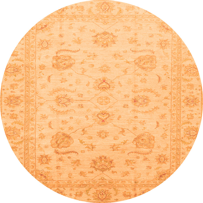 Round Machine Washable Oriental Orange Traditional Area Rugs, wshabs3818org
