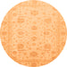 Round Machine Washable Oriental Orange Traditional Area Rugs, wshabs3818org