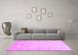 Machine Washable Oriental Purple Traditional Area Rugs in a Living Room, wshabs3818pur