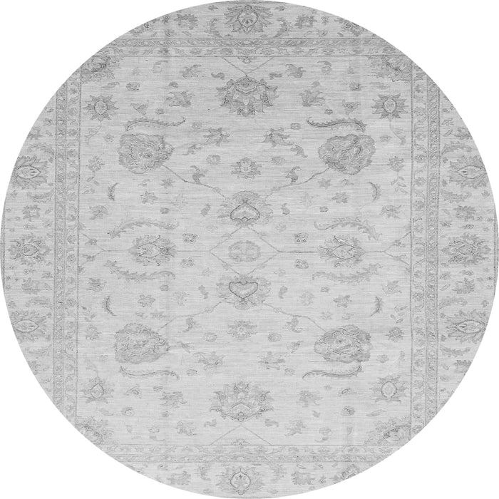 Round Machine Washable Oriental Gray Traditional Rug, wshabs3818gry