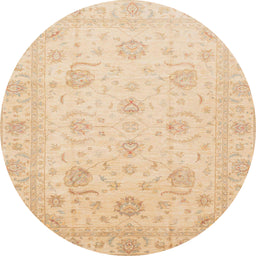 Round Abstract Pastel Orange Oriental Rug, abs3818