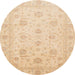 Round Abstract Pastel Orange Oriental Rug, abs3818