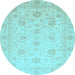 Round Oriental Light Blue Traditional Rug, abs3818lblu