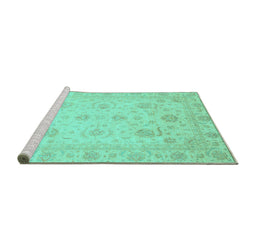 Sideview of Machine Washable Oriental Turquoise Traditional Area Rugs, wshabs3818turq