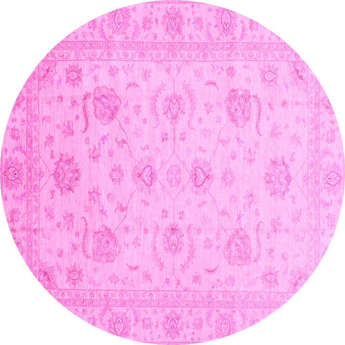 Round Oriental Pink Traditional Rug, abs3818pnk