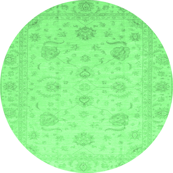 Round Machine Washable Oriental Emerald Green Traditional Area Rugs, wshabs3818emgrn