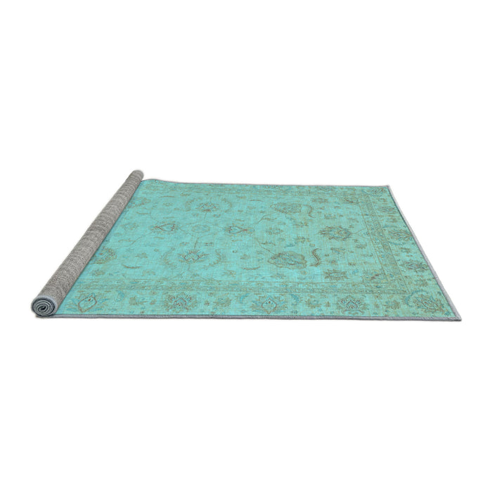 Sideview of Machine Washable Oriental Light Blue Traditional Rug, wshabs3818lblu
