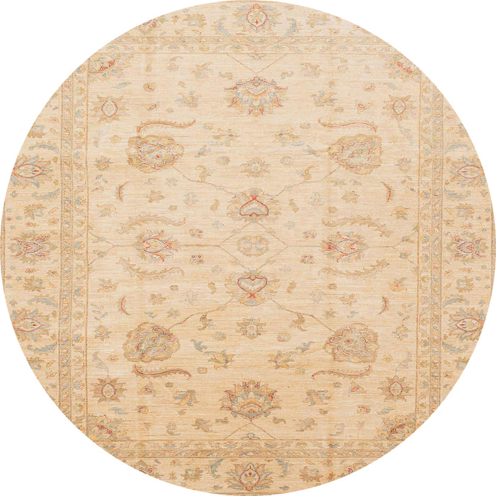 Round Machine Washable Abstract Pastel Orange Rug, wshabs3818
