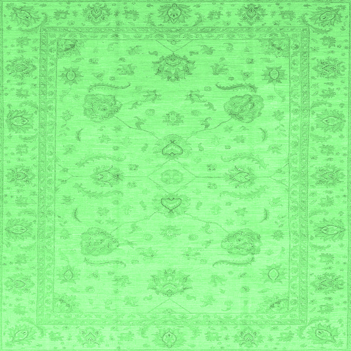 Square Machine Washable Oriental Emerald Green Traditional Area Rugs, wshabs3818emgrn