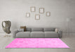 Machine Washable Oriental Pink Traditional Rug in a Living Room, wshabs3818pnk