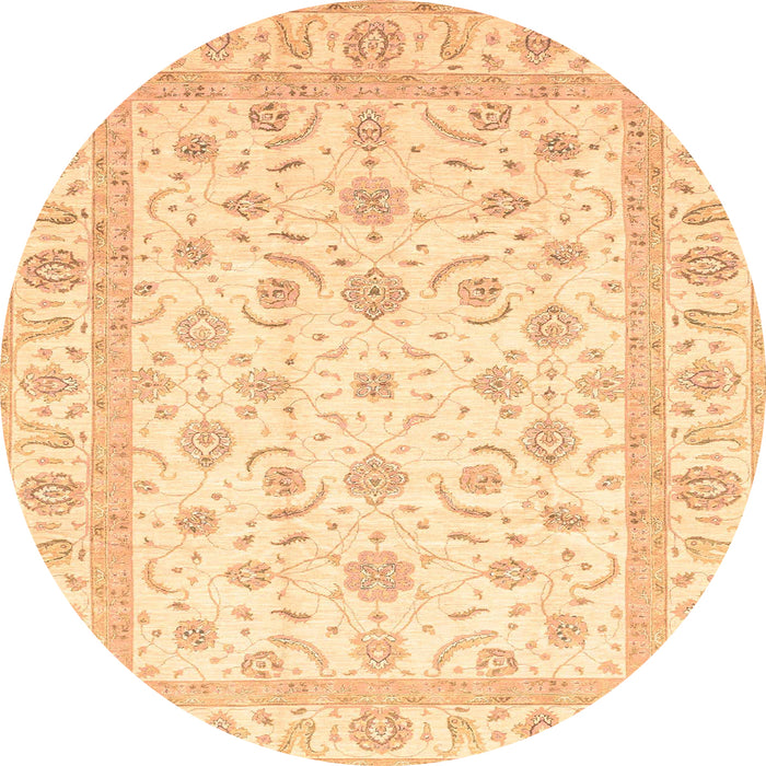 Round Abstract Orange Oriental Rug, abs3819