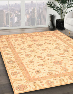 Machine Washable Abstract Orange Rug in a Family Room, wshabs3819
