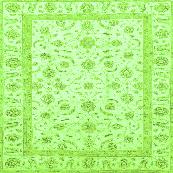 Square Machine Washable Oriental Green Traditional Area Rugs, wshabs3819grn
