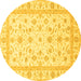 Round Oriental Yellow Traditional Rug, abs3819yw