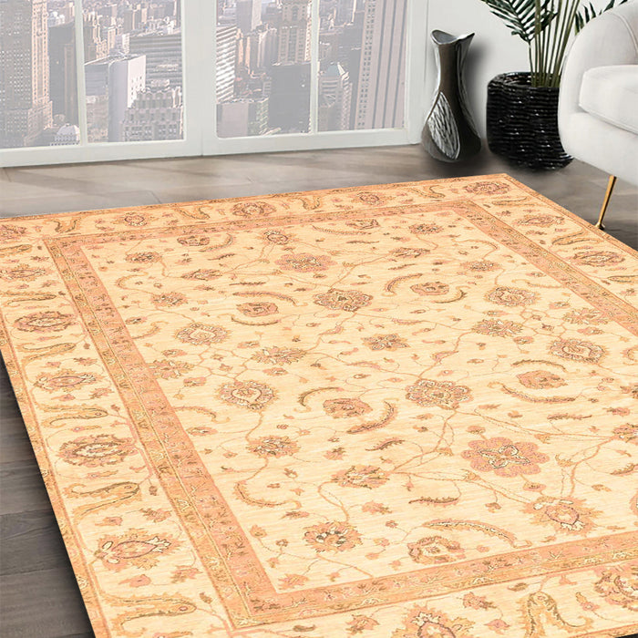 Abstract Orange Oriental Rug in Family Room, abs3819